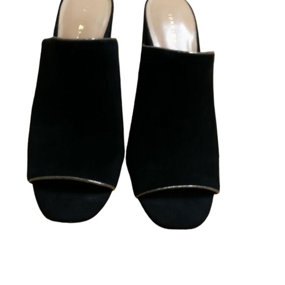 Tommy Hilfiger Sayna dressy open toe mules black with gold trim size 8 - Picture 2 of 12